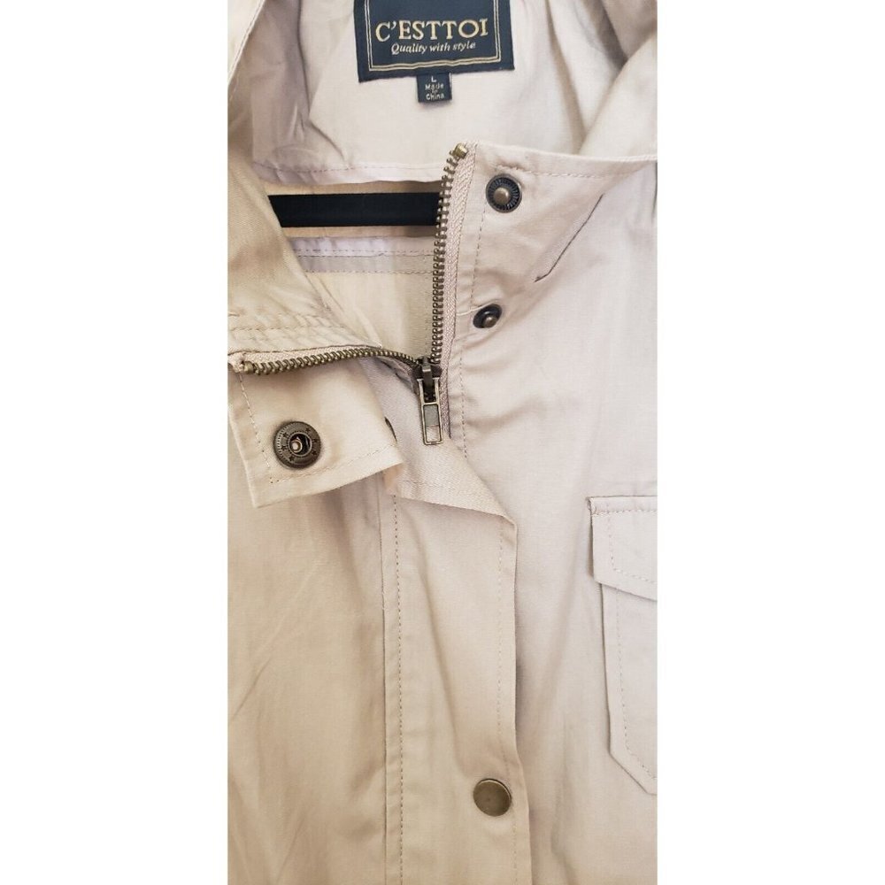 NEW C'EST TOI  COTTON TAN COLOR JACKET VEST LARGE - Picture 8 of 11